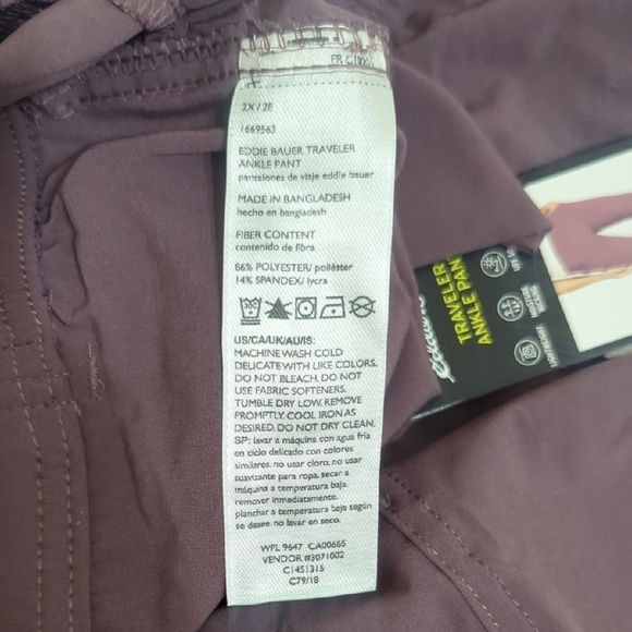 NWT Eddie Bauer Traveler Ankle Pant, Color People Size 2X - Picture 10 of 15